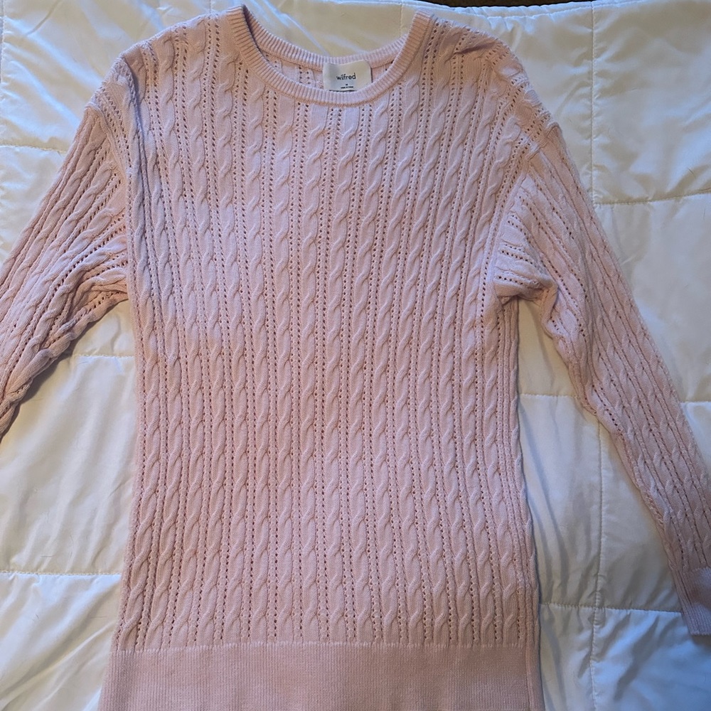 Aritzia Wilfred library sweater pink